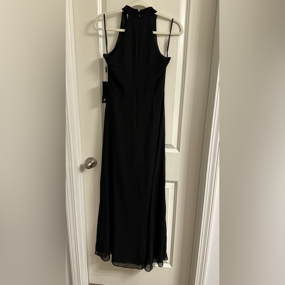 White House Black Market Sleeveless Draped Gown 4P Black V-Neck Chiffon Lined - Picture 7 of 16
